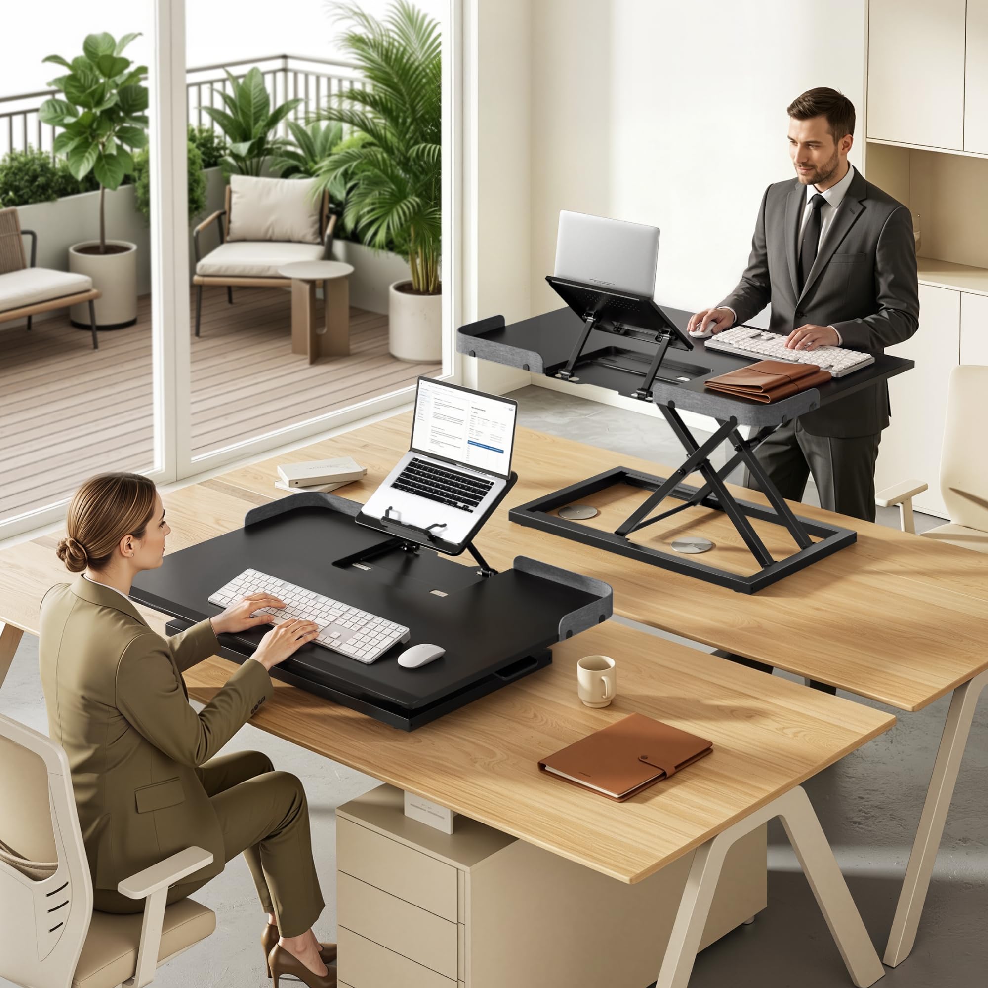PEGZONE Bureau Assis Debout 79x54cm réglable en Hauteur, Charge Jusqu’à 8kg