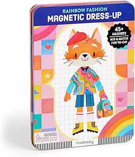 Mudpuppy Rainbow Fashion – Magnetic Dress Up Game with Illustrated Rainbow Scenes Including 2 Furry Characters and Over 40...