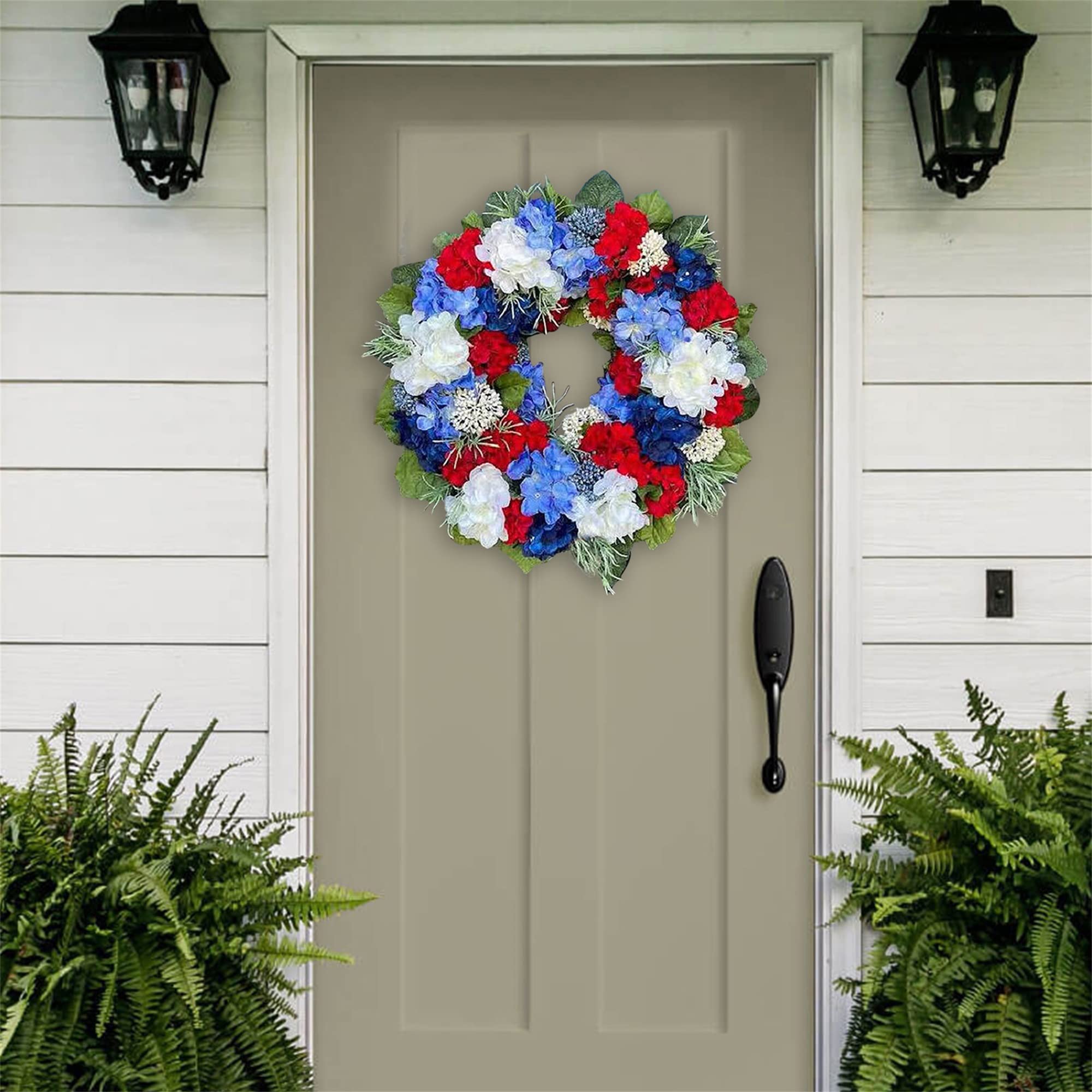 Ghirlanda Pasquale Primavera Blu 30 Cm - Fiori Artificiali Per Porta Esterna - Decorazione Stagionale - Foto 4