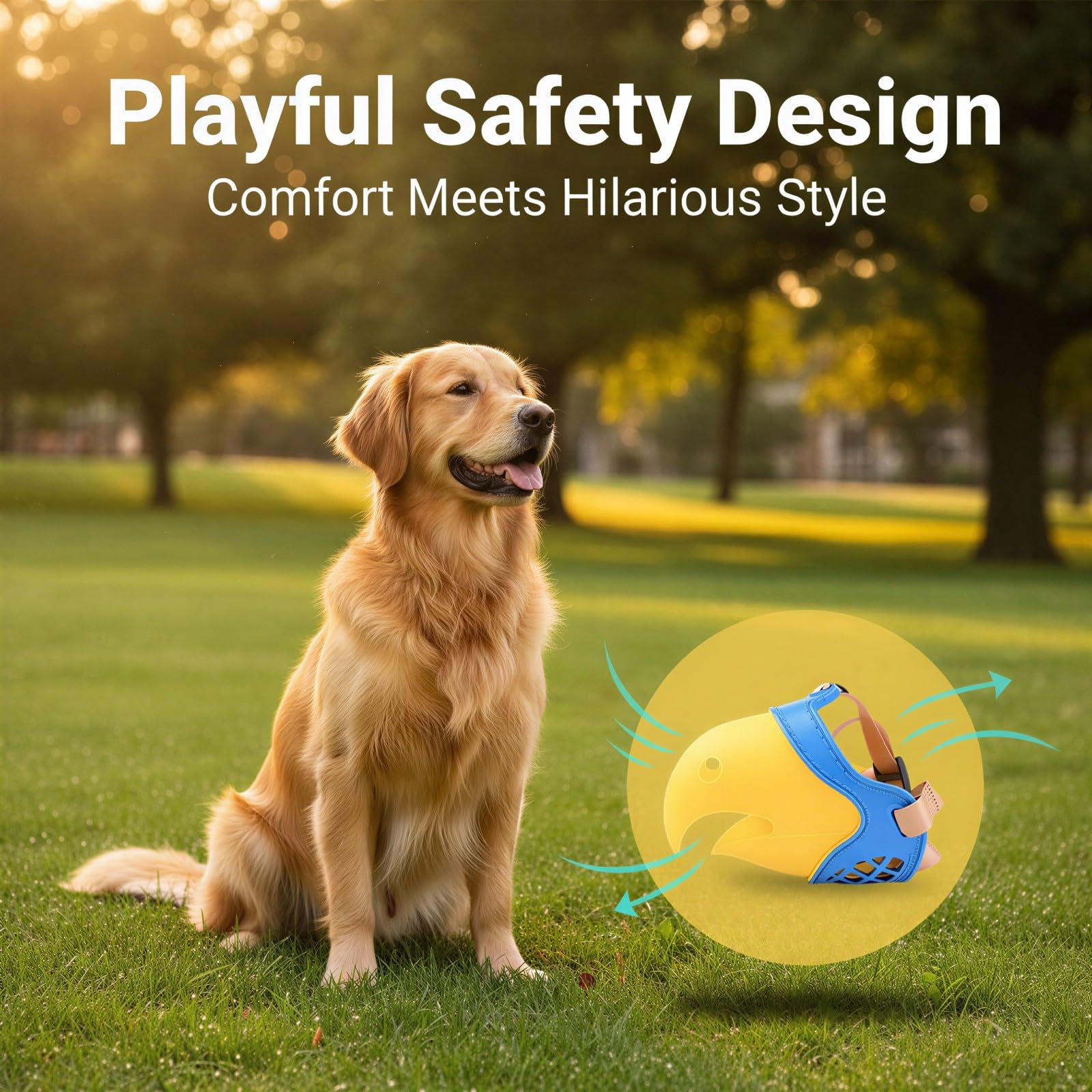 Muselière pour Chien en Forme de Perroquet, Bleu et Jaune, Taille 4, Dispositif en TPE, pour Limiter Les aboiements et Les mordillements, légère et aérée, pour Chiens de 5 à 7,5 kg