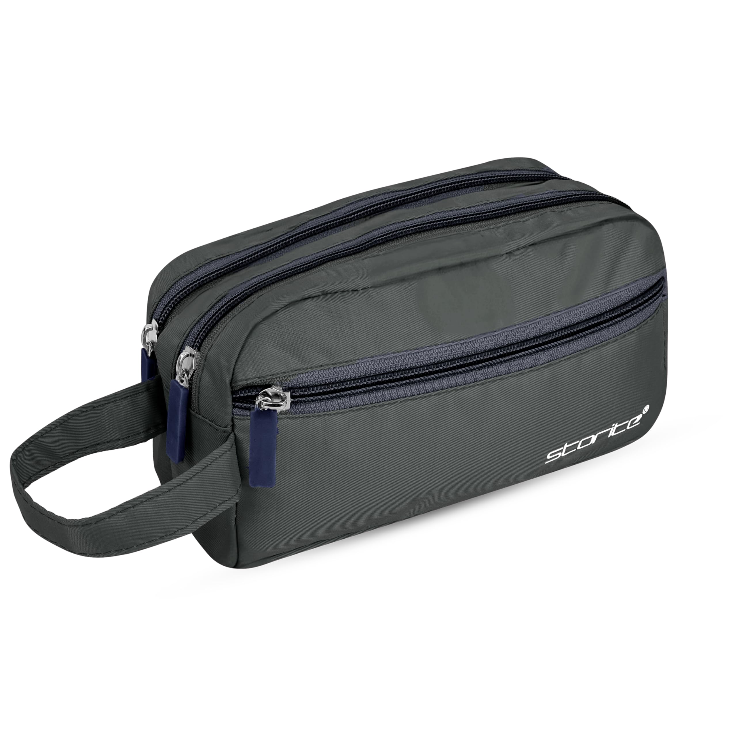 Storite Toiletry Bag for Men & Women - Dark Grey | Water-Resistant Polyester Travel Pouch for Storing Toiletries Shaving Kit Makeup Cosmetics & Daily Travel Essentials