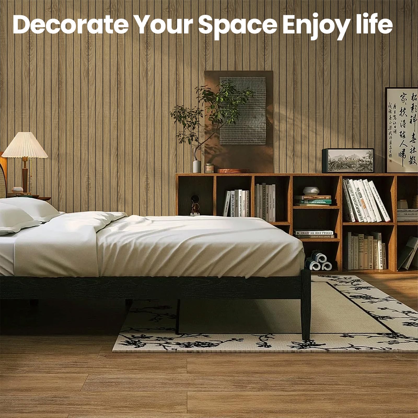 Snapklik.com : 3D Wood Wall Panels Peel And Stick - 118" X 15.7" Brown ...