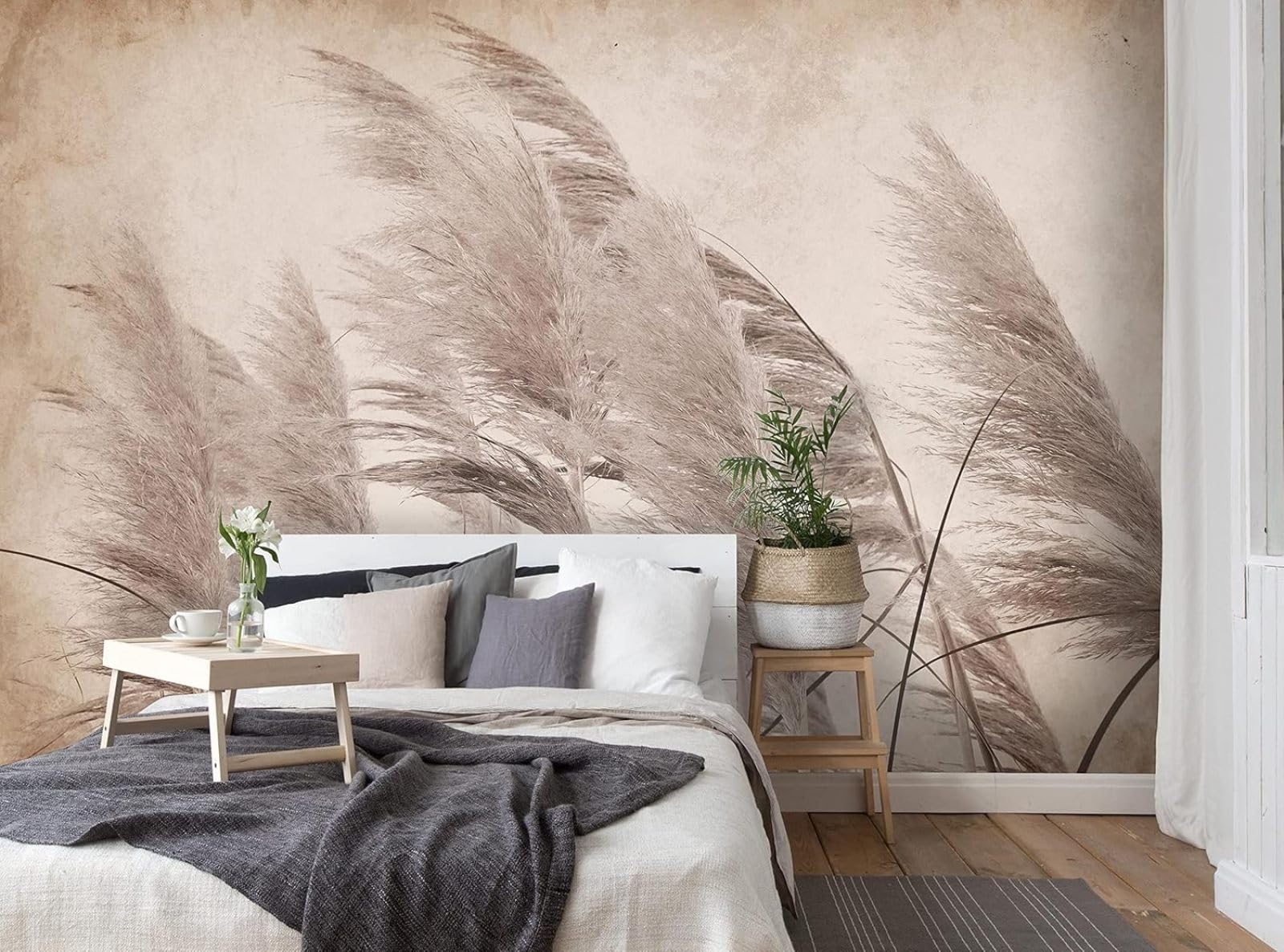 Kfjhgbdshhj 3D Mural Photo Mural-Wallpaper Pampas Grass Plants Field 3 - For Living Room Bedroom - 3D,250Cmx175cm Poster - Wall Sticker - Frameless Picture