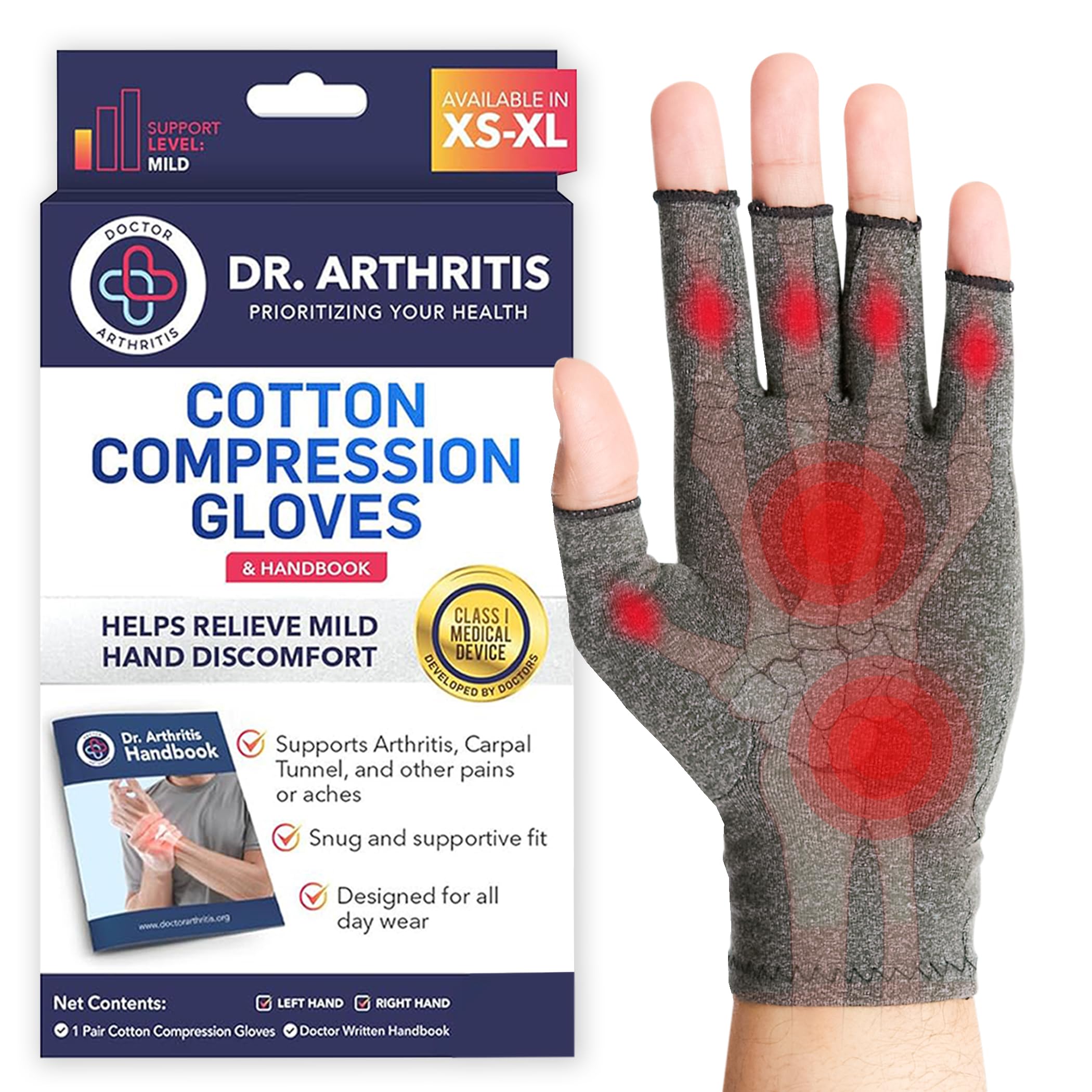 Doctor Developed Compression Gloves for Women and Men, Open-Finger Arthritis Gloves, Typing Gloves, Arthritis & Carpal Tunnel