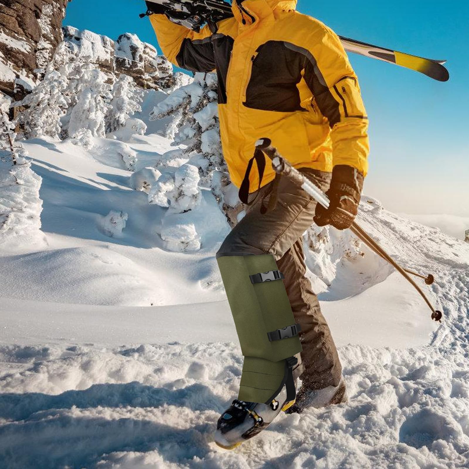 mioosho - Waterproof Snow Leg Gaiters for Men Women Hiking Skiing Oxford Fabric for Rain Shoes