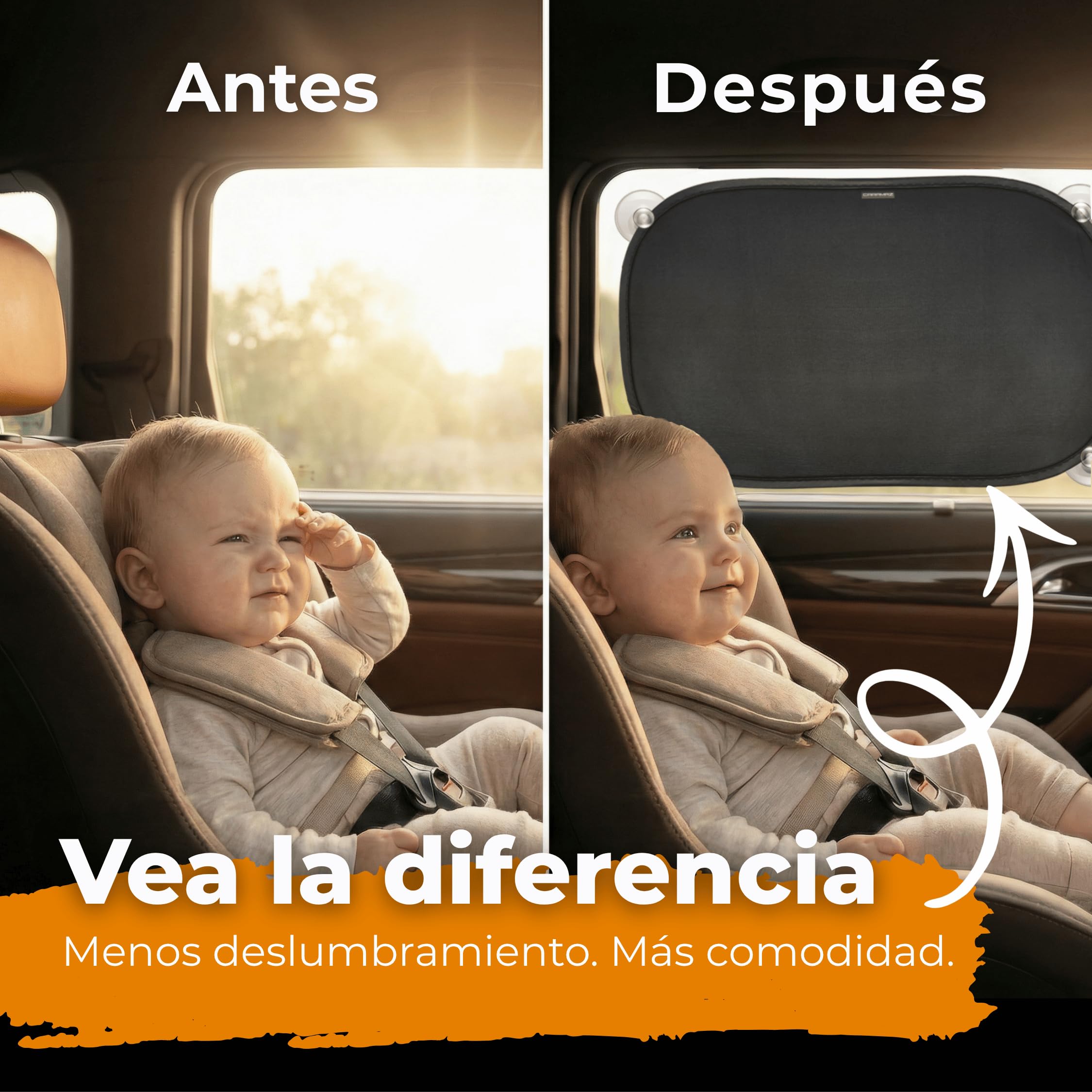 Parasol Coche Protección UV Certificada Óptima Oscuridad Autoadhesivo 51x31 cm Negro para Bebés y Mascotas