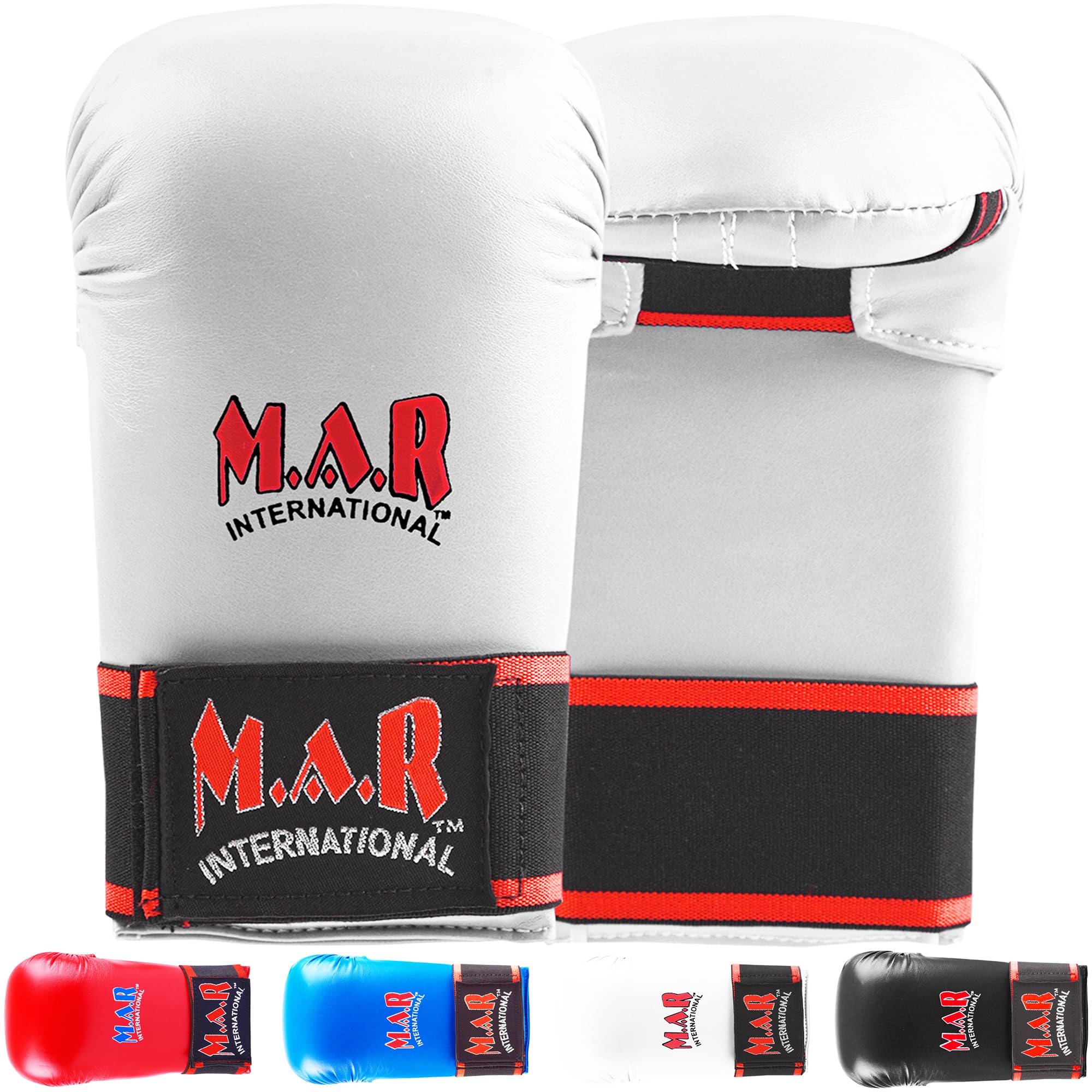 MAR | White Karate Mitts for Martial Arts Fighting, Sparring & Training Gloves, Lightweight MMA Gloves, Karate Mitts, Molded Foam Padding Semi-Contact Gloves, Mixed Martial Arts Gloves (X-Large)