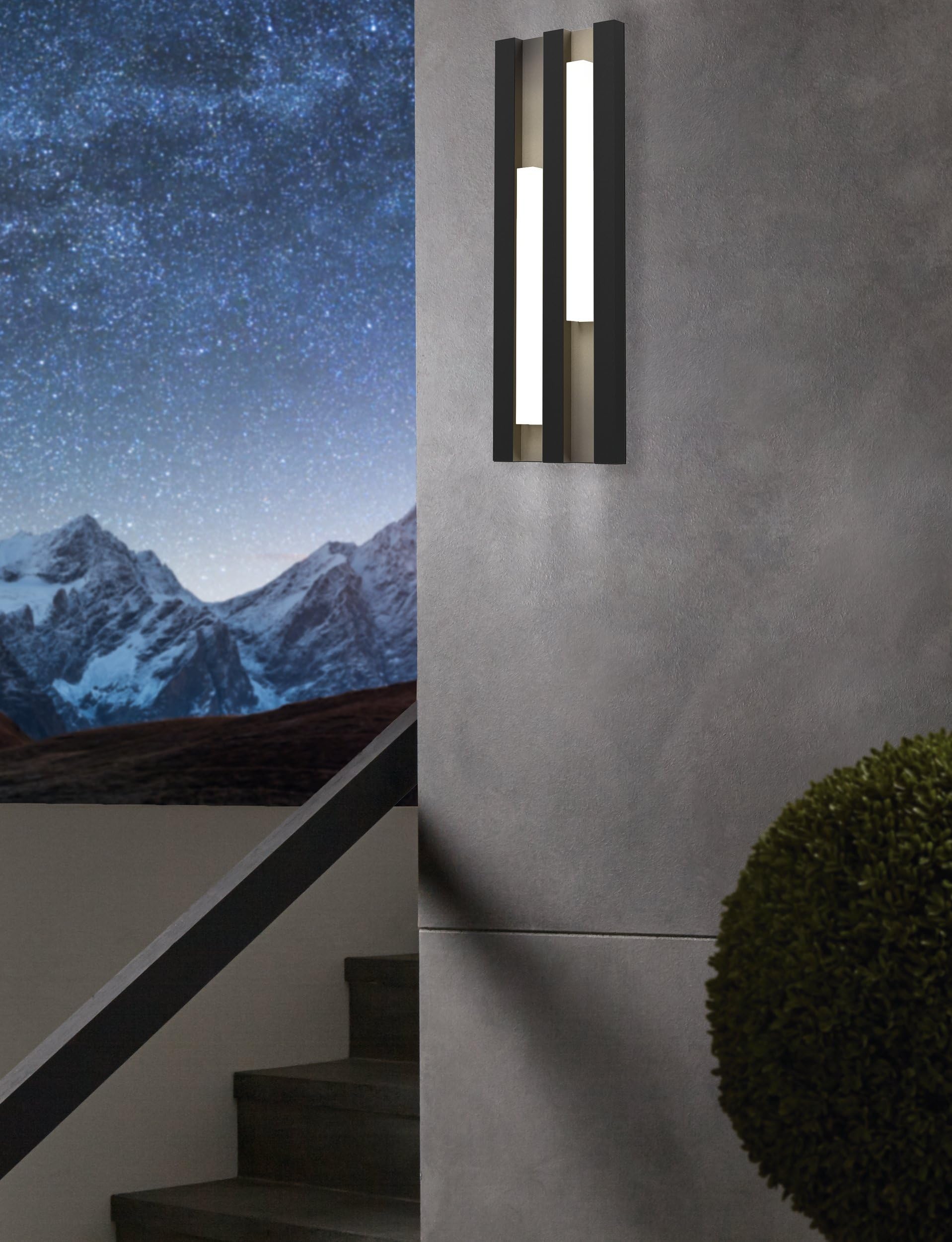 EGLO LED Außenleuchte Fandina, Wandleuchte außen rechteckig | Wand Außenbeleuchtung aus Metall in Schwarz, Außenlampe warmweiß, IP55