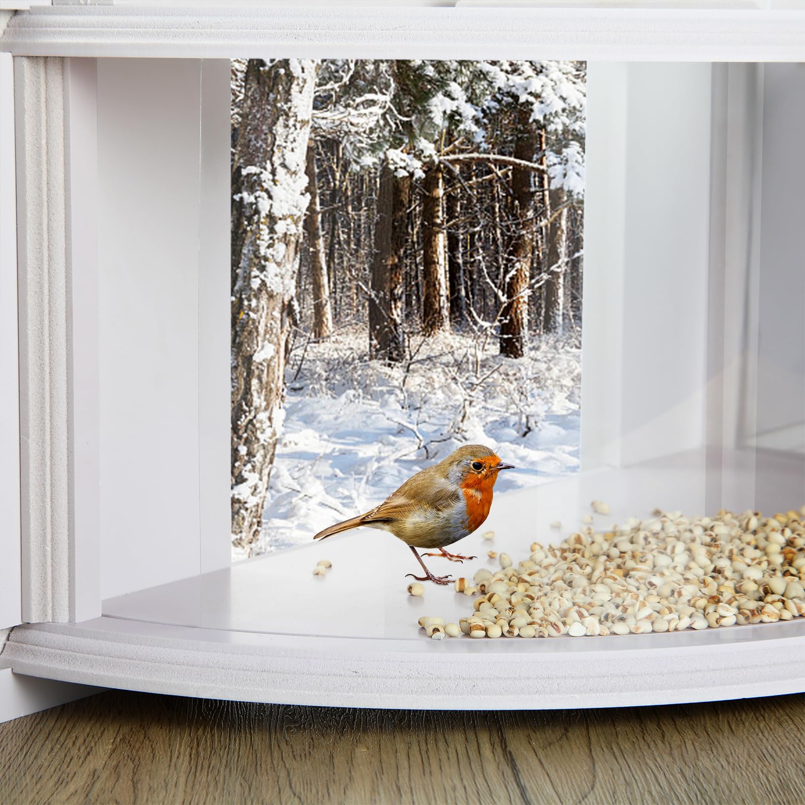 Sintuff Window Bird Feeder Inside House 180° Clear Window Feeder Watch Bird Window Feeder, White