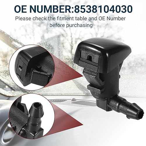 Miniatura 3 de F FIERCE CYCLE Boquilla para limpiaparabrisas para Toyota Tacoma Durable No.8538104030 Boquilla de lavado de parabrisas negro frontal con manguera y