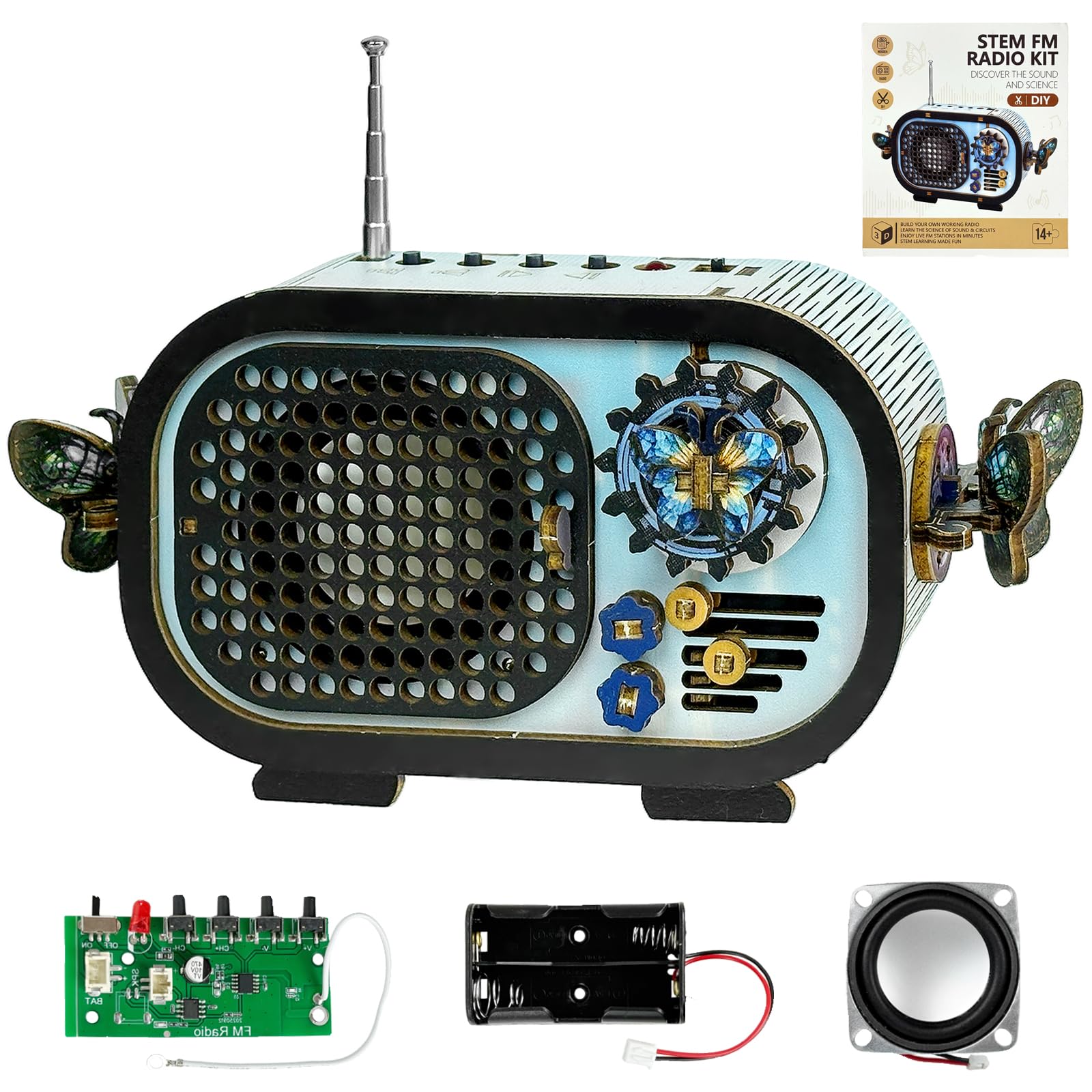 STEM Electronics Kit – DIY FM Radio Wooden Building Kit for Kids | Educational Toy: Electronics & Circuits | Gift for Boys & Girls Ages 14+