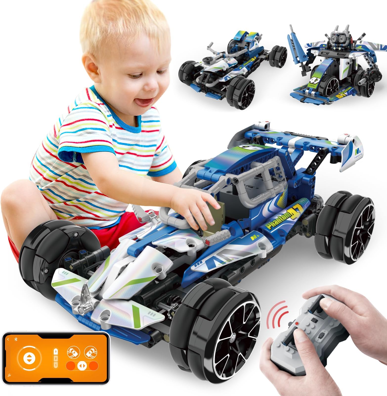 Stem Projects for Kids Ages 8-12; Remote Control Car 3 in 1 Building Set; Ninja Robot, Racing Car and Motorcycle; Building Toys Kids and Adult; Compatible with Lego
