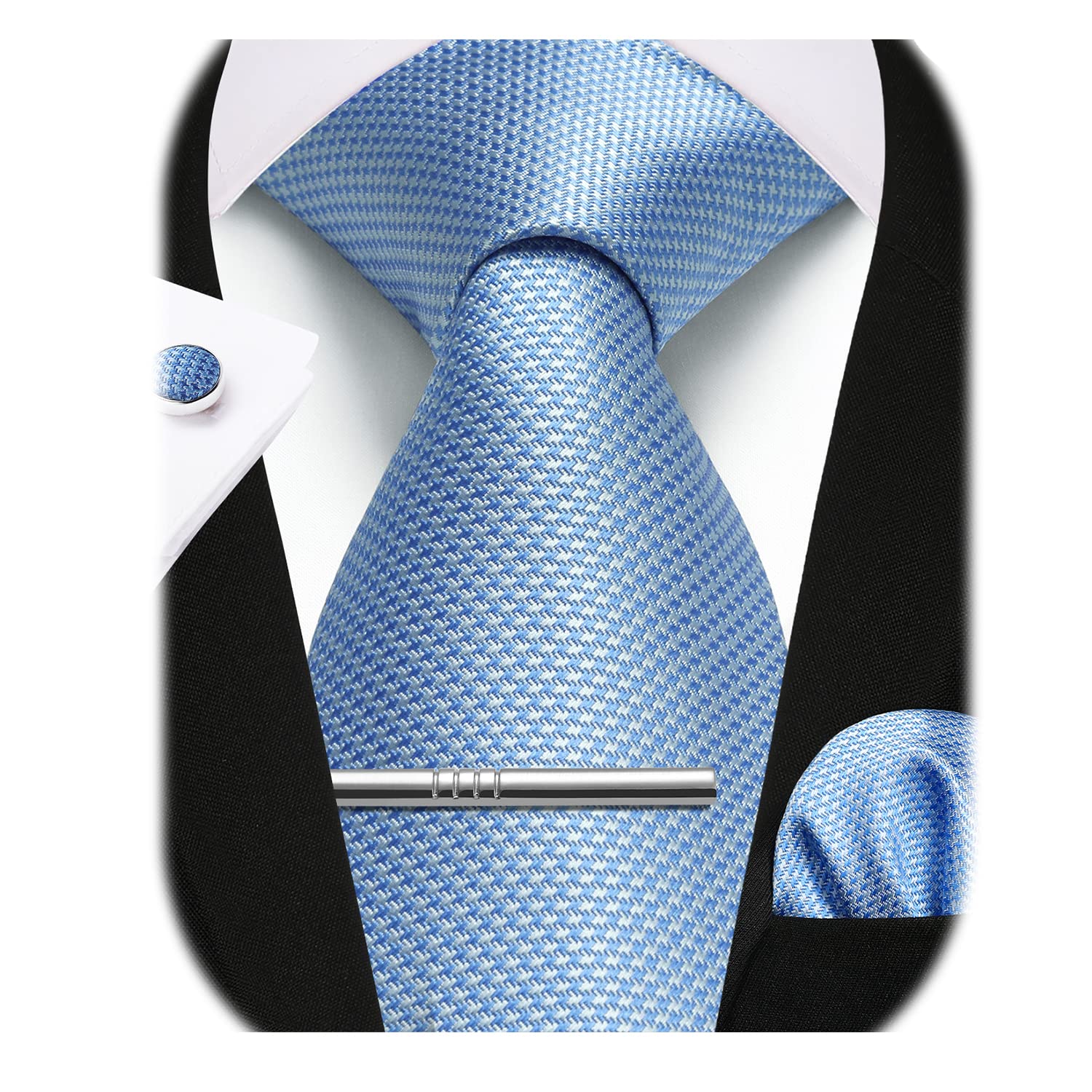 Enlision 9CM Corbata Paisley Corbata Pañuelo Bolsillo Corbatas y Gemelos Corbata Clip Conjunto para Hombre