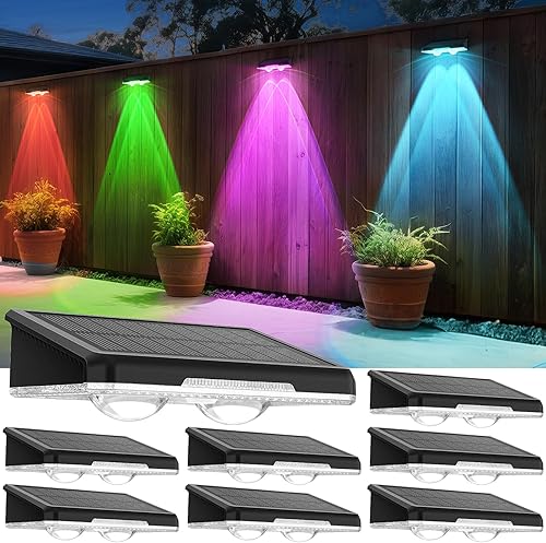 Miniatura 8 de Luces solares para valla al aire libre, paquete de 8 unidades - 3 modos (blanco cálido/neutro/frío), luces solares para vallas exteriores, 3000