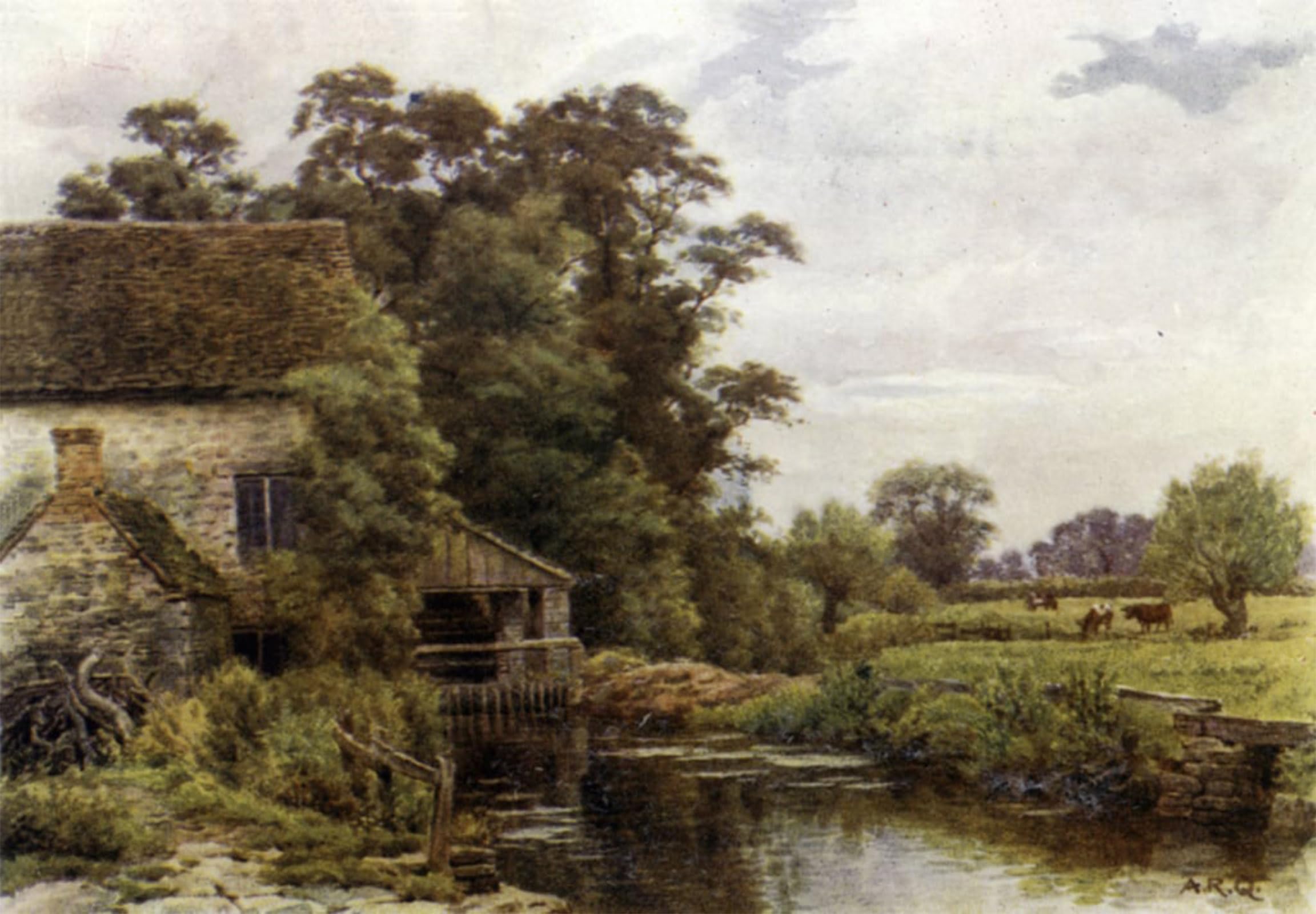 POSTERIIk Famous Modern Artwork Art Mural Somerford Keynes by Alfred Robert Quinton Oil Paintings Pictures for Home Decor 60x90cm