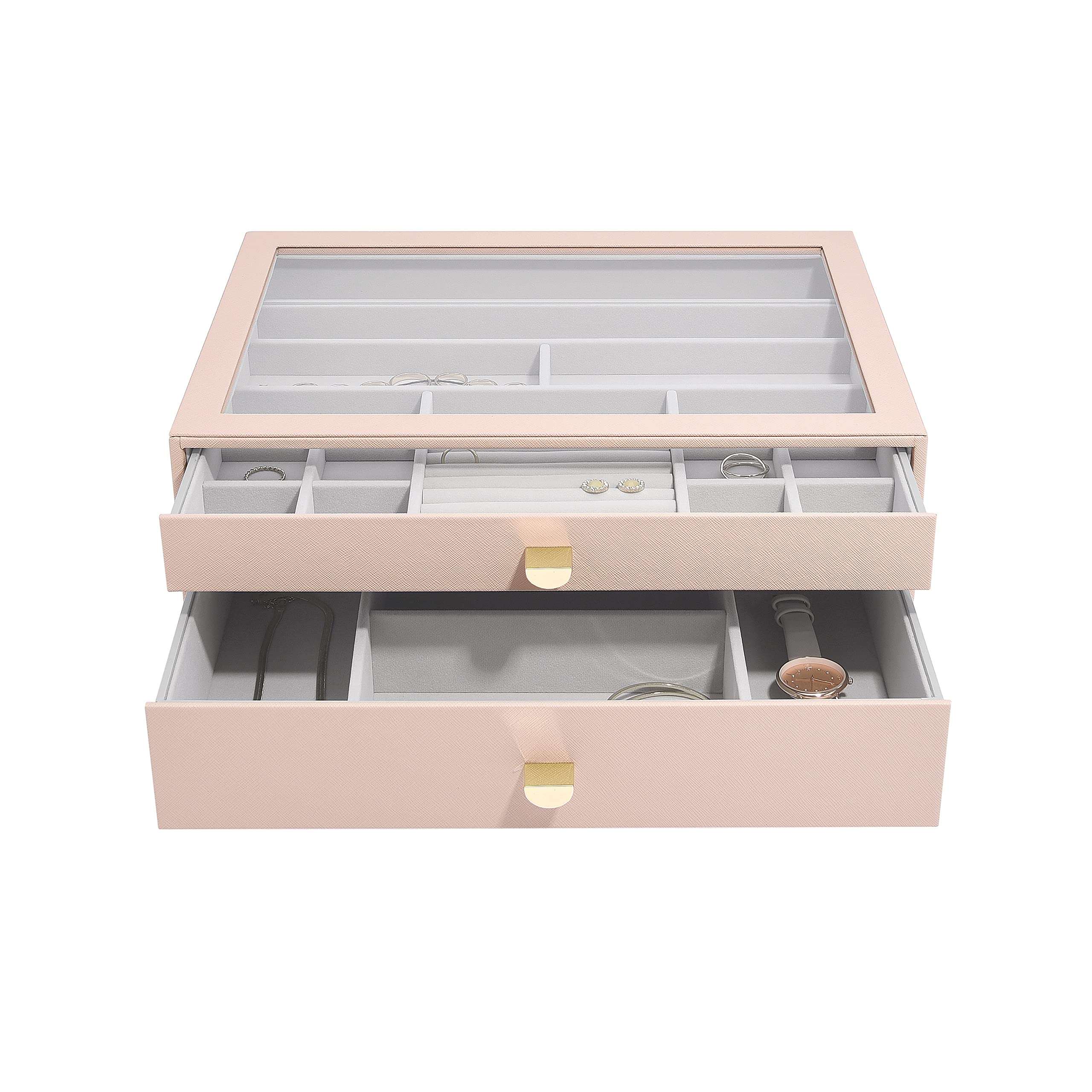 Stackers Blush Pink Blush Supersize Jewellery Box - Set Of 2 (With Drawers)