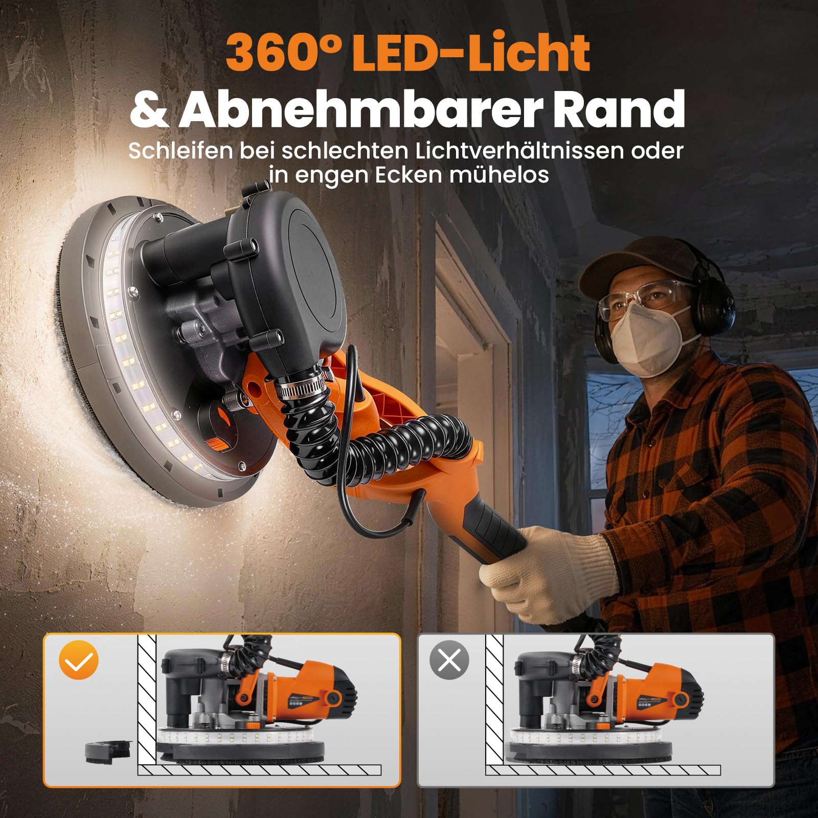maXpeedingrods Trockenbauschleifer 950W 8,5A, Wandschleifer Schleifgiraffe