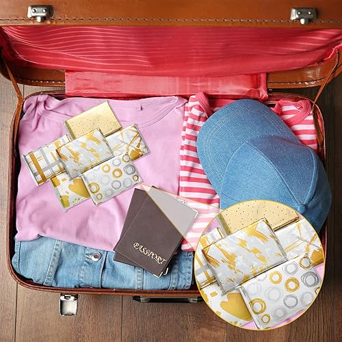 Miniatura 79 de Paquete de 24 pañuelos de tamaño de viaje, paquete delgado de 3 capas, tamaño cartera, pañuelos de bolsillo para viajes, bodas, fiestas, 6 estilos