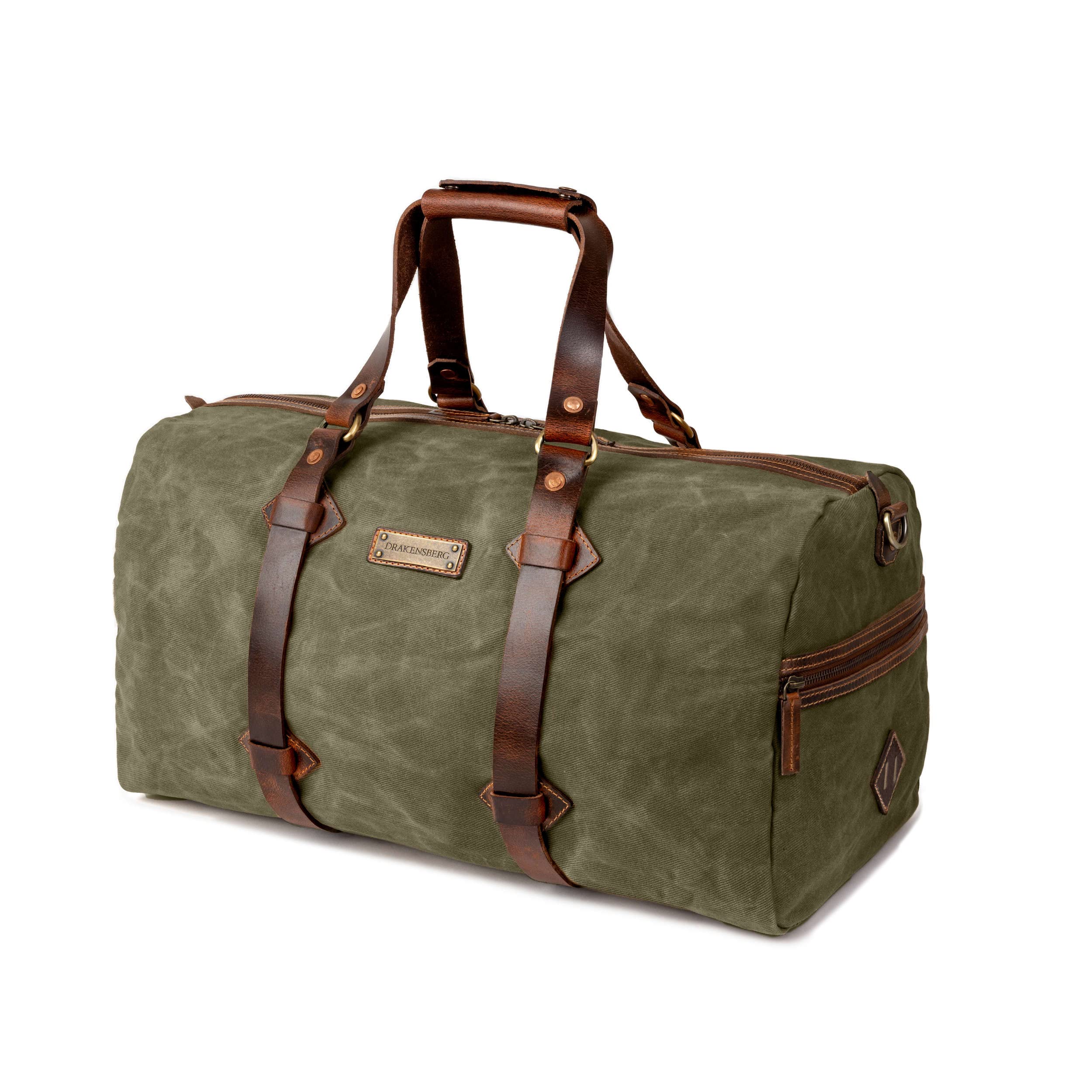DRAKENSBERG Borsa Weekender Cody 50L - Tela Cerata Impermeabile E Pelle - Blu Oceano - Bagaglio Da Viaggio Vintage Per Uomo