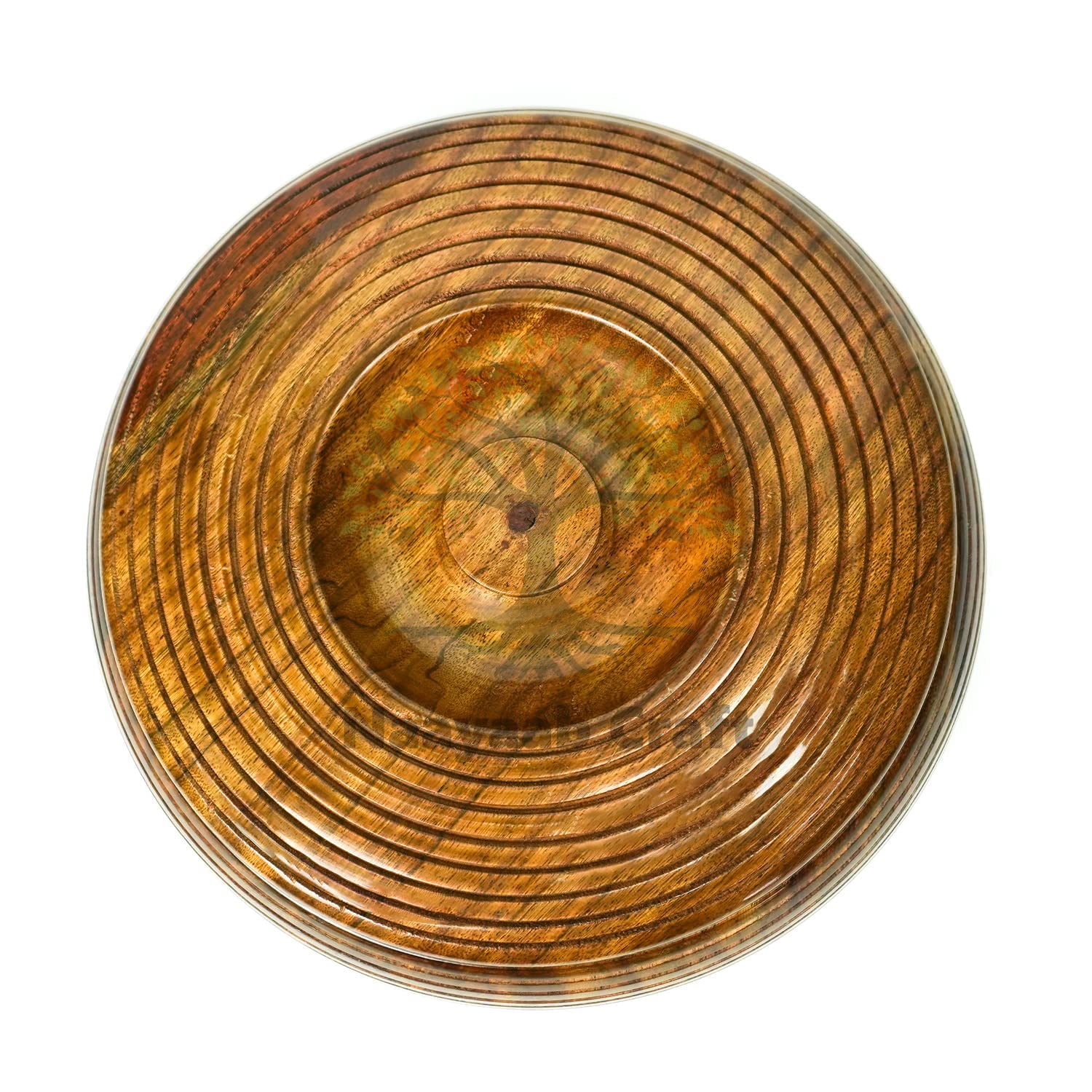 Naayaab Craft Pakka Sheesham Wood Round Chapati Box | Hand Carved Roti Storage Container | Hot Pot, Casserole, Roti Dabba with Lid for Kitchen (D3-9inch) 3