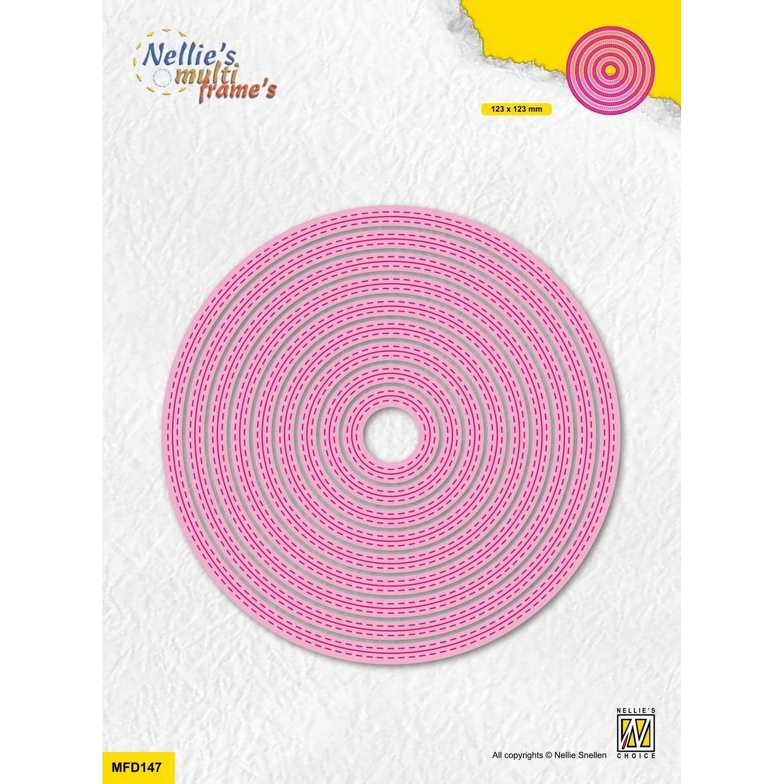 Nellie's Choice Nesting Dies, Circle Double Stitchline Multi Frame Dies, 12.3 x 12.3 cm, 9 Cutting Dies, Card Making Supplies, Metal Craft Dies for Scrapbooking, DIY and Paper Crafts