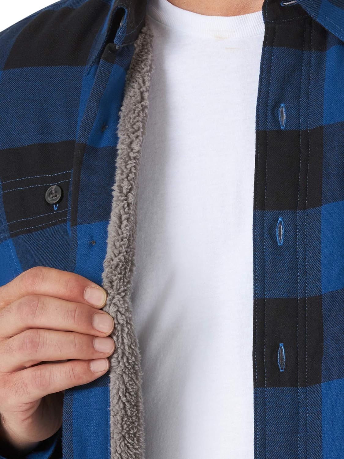 Wrangler Authentics Mens Long Sleeve Sherpa Lined Shirt Jacket - Image 4