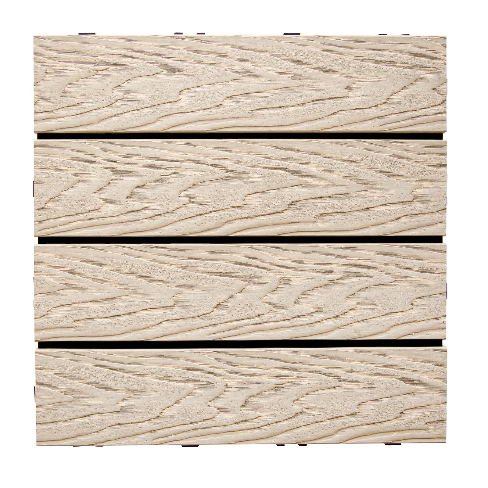 4iQ WPC-Terrassenfliesen mit Klicksystem, 10 Stück Holzoptik, 30x30x2 cm, Wetterfest, für Balkon, Terrasse und Patio, Fliesen Boden (Beige)