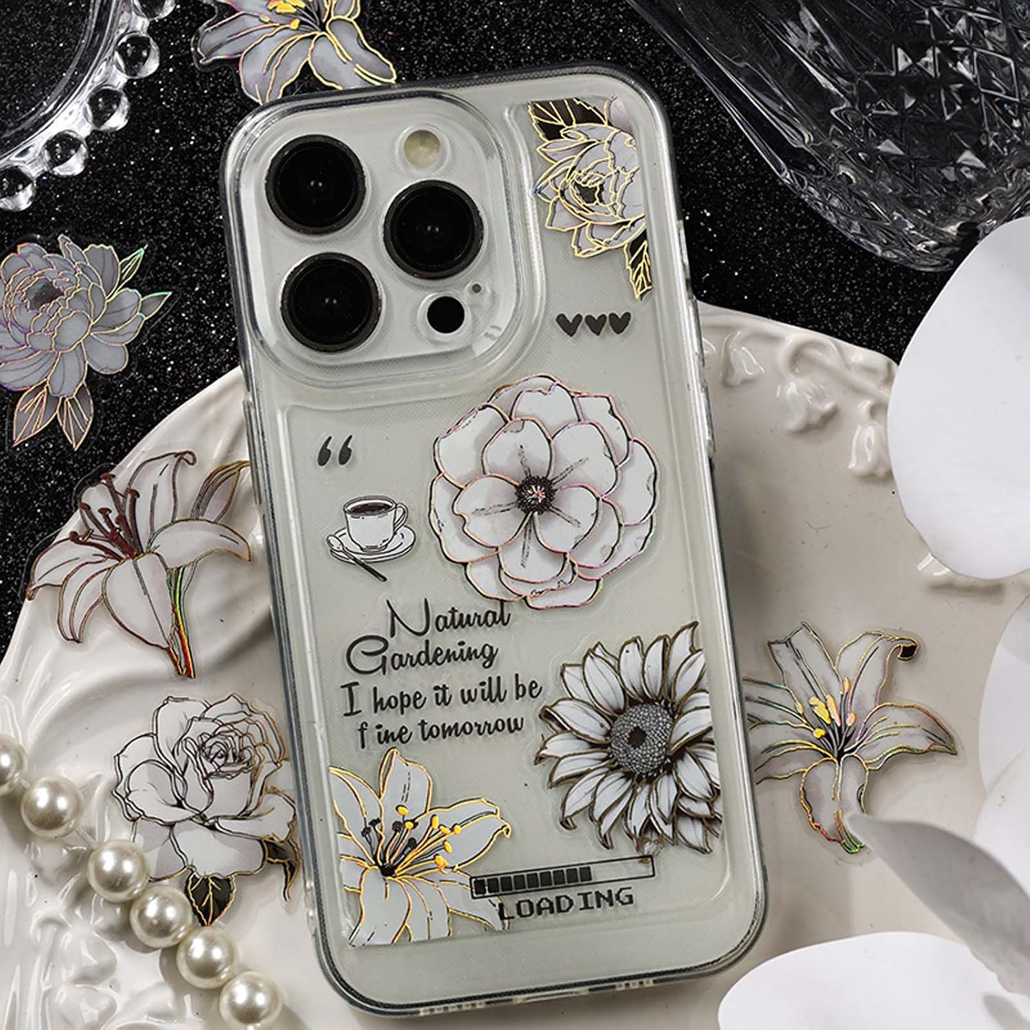 PRSTINCOL 120PCS Floral Stickers for Journaling with Holographic Foil, Retro Background Decorative Stickers PET Material for Scrapbooking, Planners, Diaries, 6 Styles Vintage Flower Design