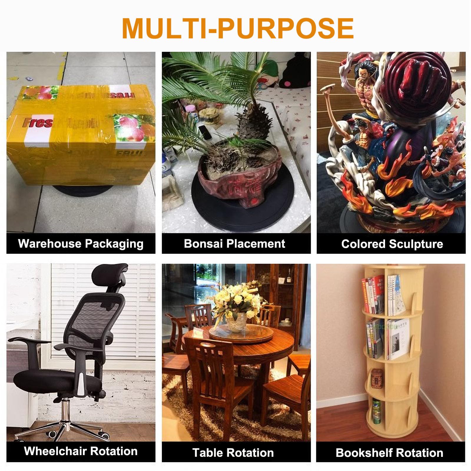 Condition photo showing New/Like New for 2 PCS 16 Inch Lazy Susan Turntable Heavy Duty Rotating Swivel Stand Lazy Susan with Steel Ball Bearings Flat Base Stand for TV/Computer/Monitor/Arts/Crafts/Bonsai/Statue/Cabinet Organizer