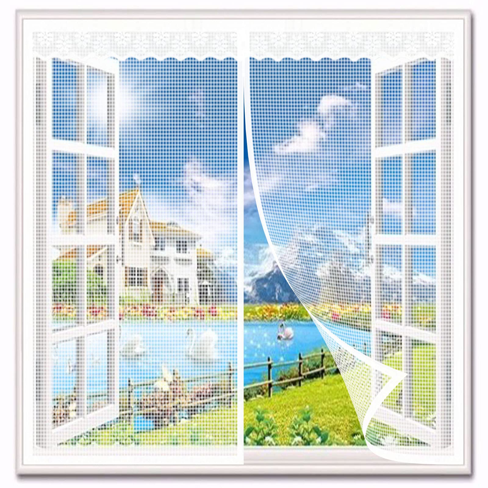 Moustiquaire fenêtre magnétique 120x230 cm blanc auto-adhésif sans perçage