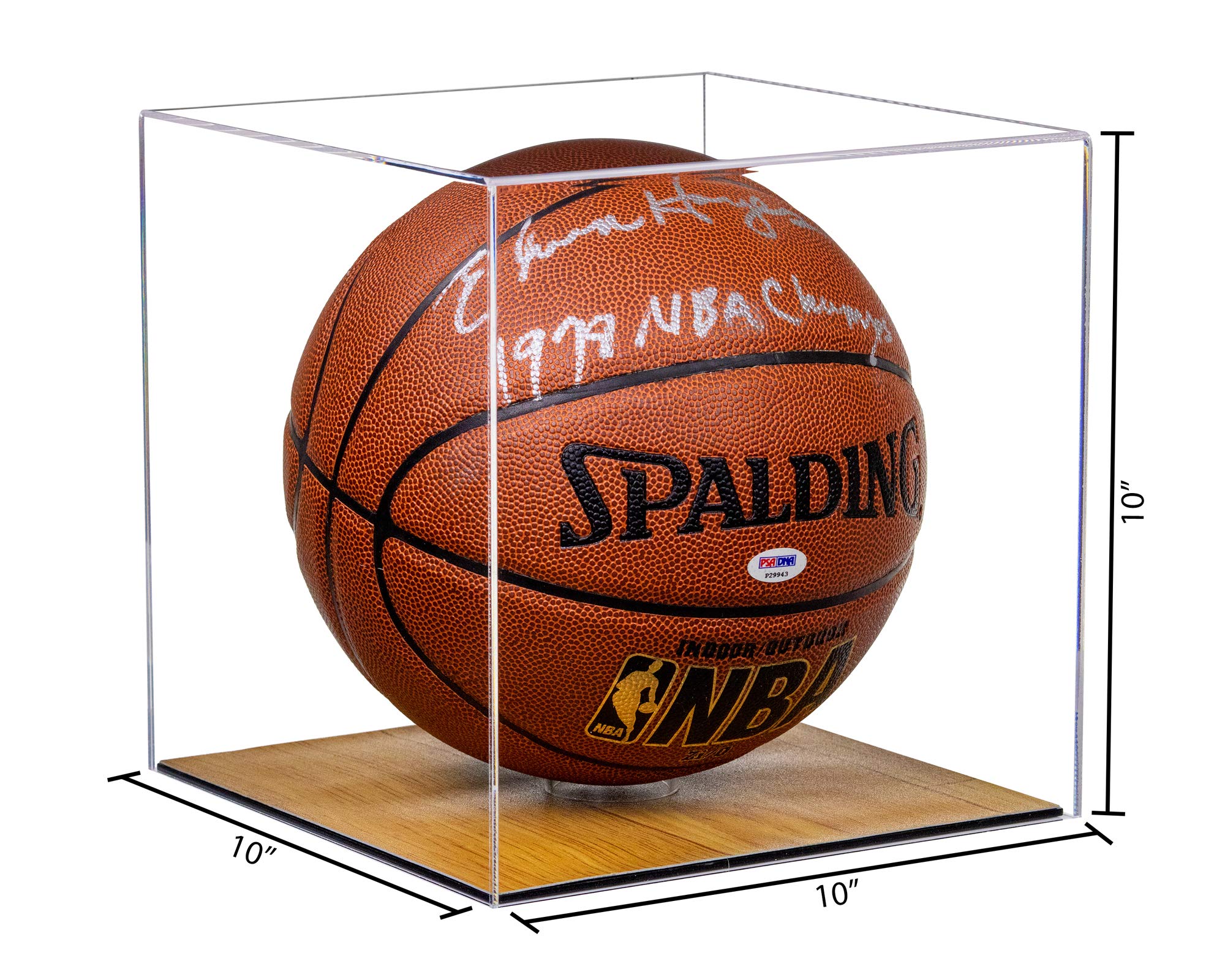 Better Display Cases Clear Acrylic Men's Full Size Basketball Display Case with Simulated Wood Base (B33)