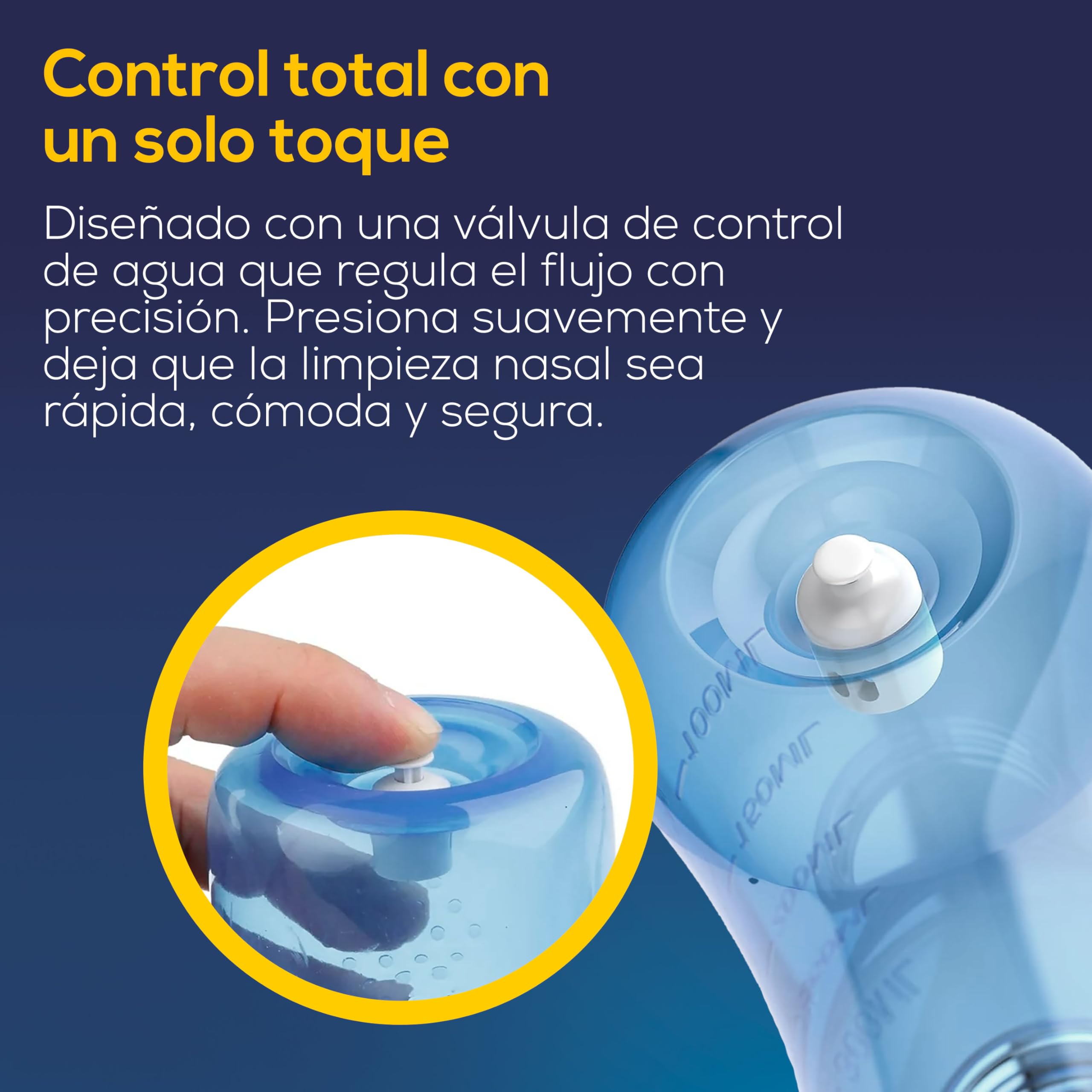 Kit de Lavado Nasal con Válvula de Control de Agua – Irrigador Nasal con 30 Sobres de Sal – Puntas para Adultos y Niños – Limpieza Nasal Diaria - Incluye termometro - Capacidad de 300ml