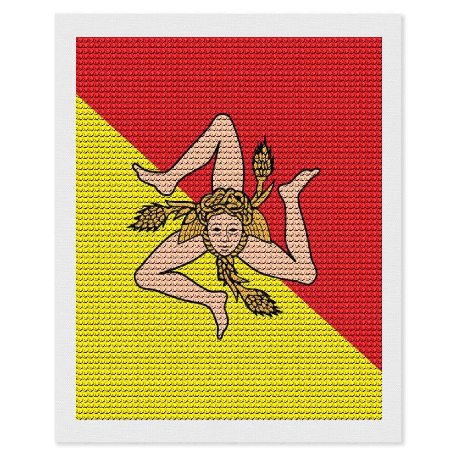 Nclqvjxzkhw Style Sicily Flag Diamond Art Painting For Adult Round Diamonds Pictures Arts Crafts Home Wall Decor 16"X20"