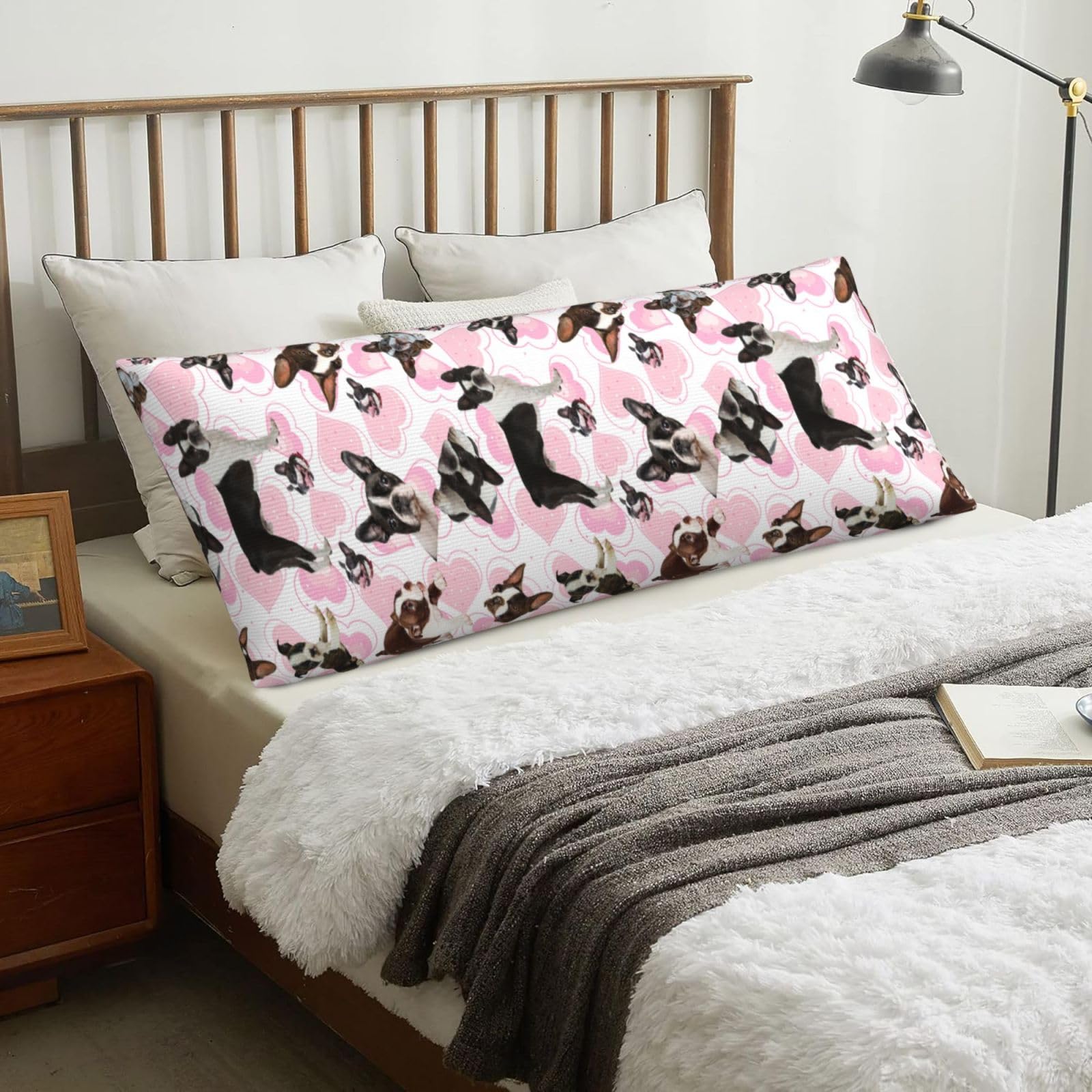Boston Terrier, Body Pillow Cover with Zipper,Long Body Pillowcase 20 x 60 in