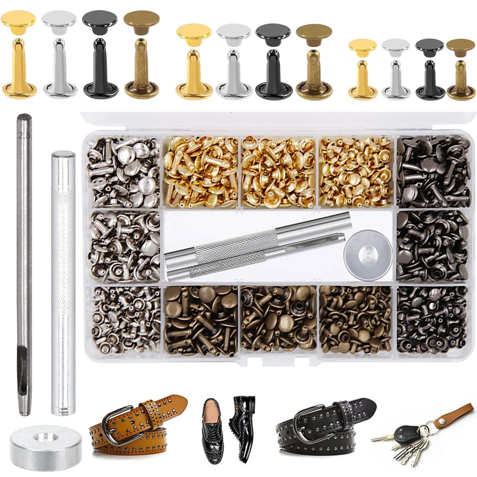 6.5MM PROIETTILE CONO Spike Rivetti Punk Borchie Ottone Fai Pelle Craft
