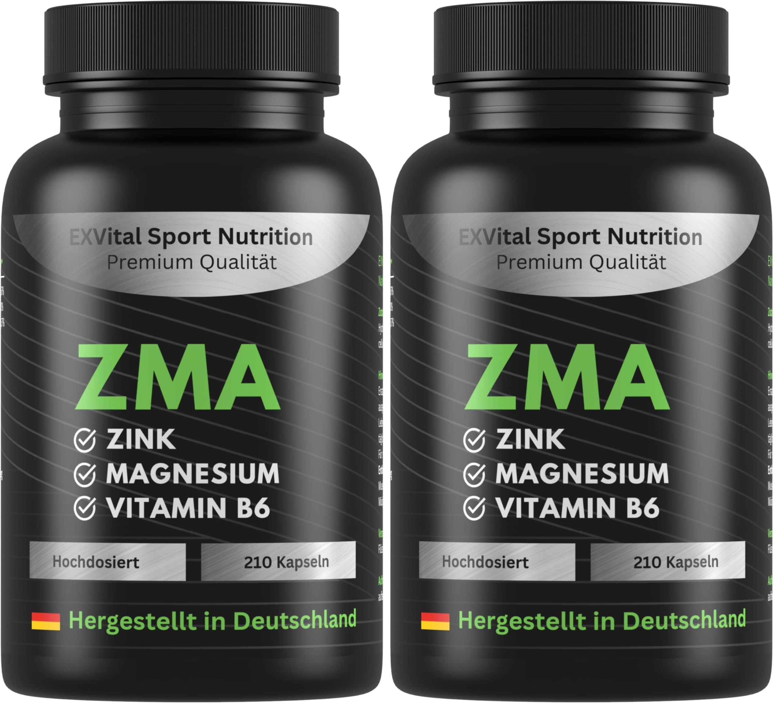 ZMA Giga Caps, Magnesium, Zink & Vitamin B6 Komplex - 210 Kapseln, 190mg Magnesium pro Kapsel, Immunsystem, Elektrolyte & Muskelfunktion, vegan & laborgeprüft (Packung mit 2)