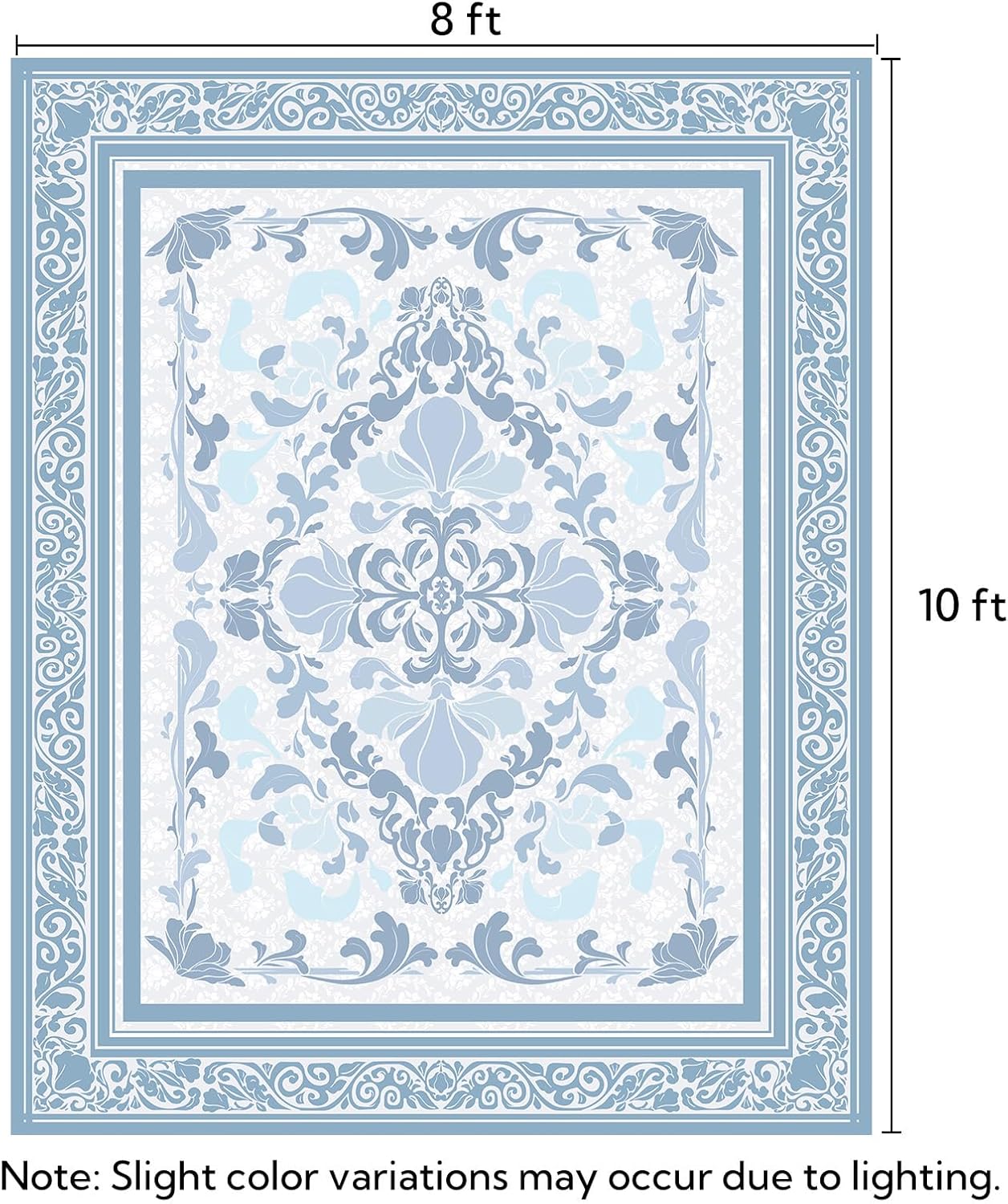 soulful medium pile 8x10 rugs for living room - soft foot feel large area rug - mist blue boho floral - washable non-slip - perfect for bedroom kids room under dining table office mist blue/multi?magnolia2? 8'x10'(rectangular)