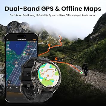 KOSPET Tank T4 Rugged Smart Watch for Men, GPS & Offline Maps, Full Stainless Steel, 10ATM Waterproof 45m Freediving, 180+ Sports Modes, 15-Day Battery, Bluetooth Calls, Heart Rate & Sleep Monitor