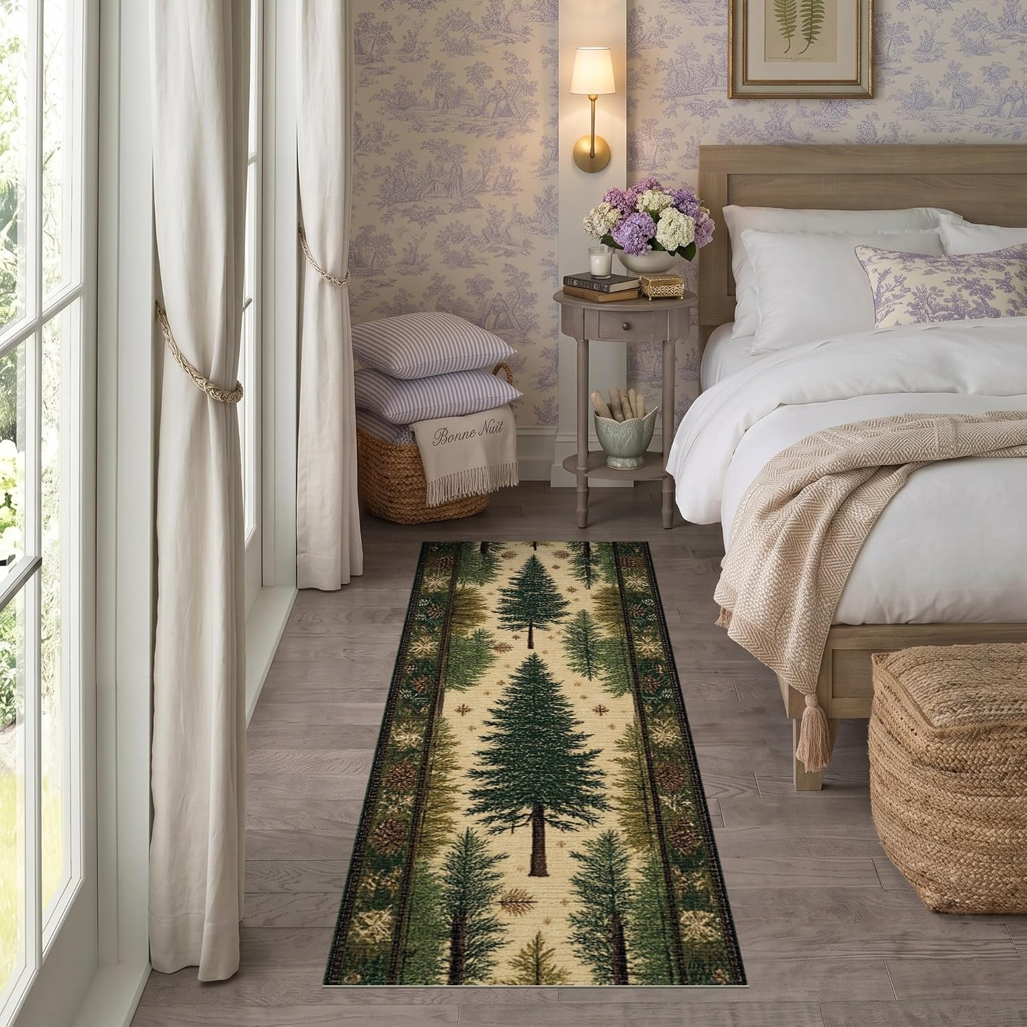 Standard One Color Rug Amazon.com: ODIKA 2.5x7 Green Pine Tree Forest Design Washable Runner ...