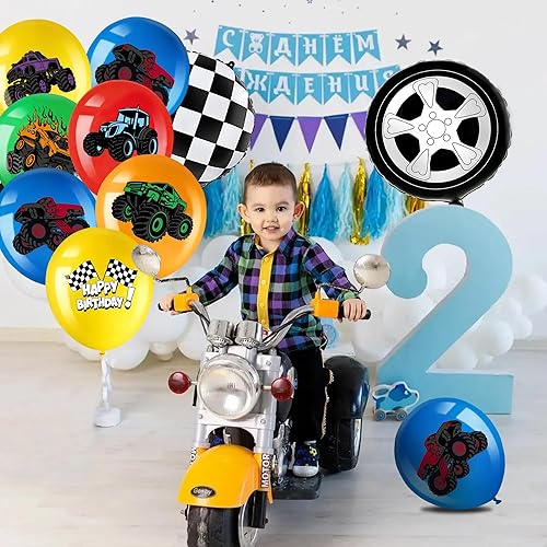 Miniatura 6 de 36 globos para decoración de cumpleaños de camiones, suministros de fiesta de cumpleaños de 18 pulgadas, rueda de aluminio de Mylar de 18 pulgadas,