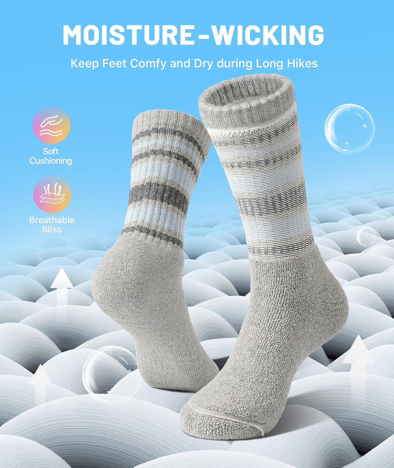 SIMIYA 5 Pairs Merino Wool Socks for Women Winter Thick Warm Hiking Socks Women Thermal Crew Cushion Socks - Image 3