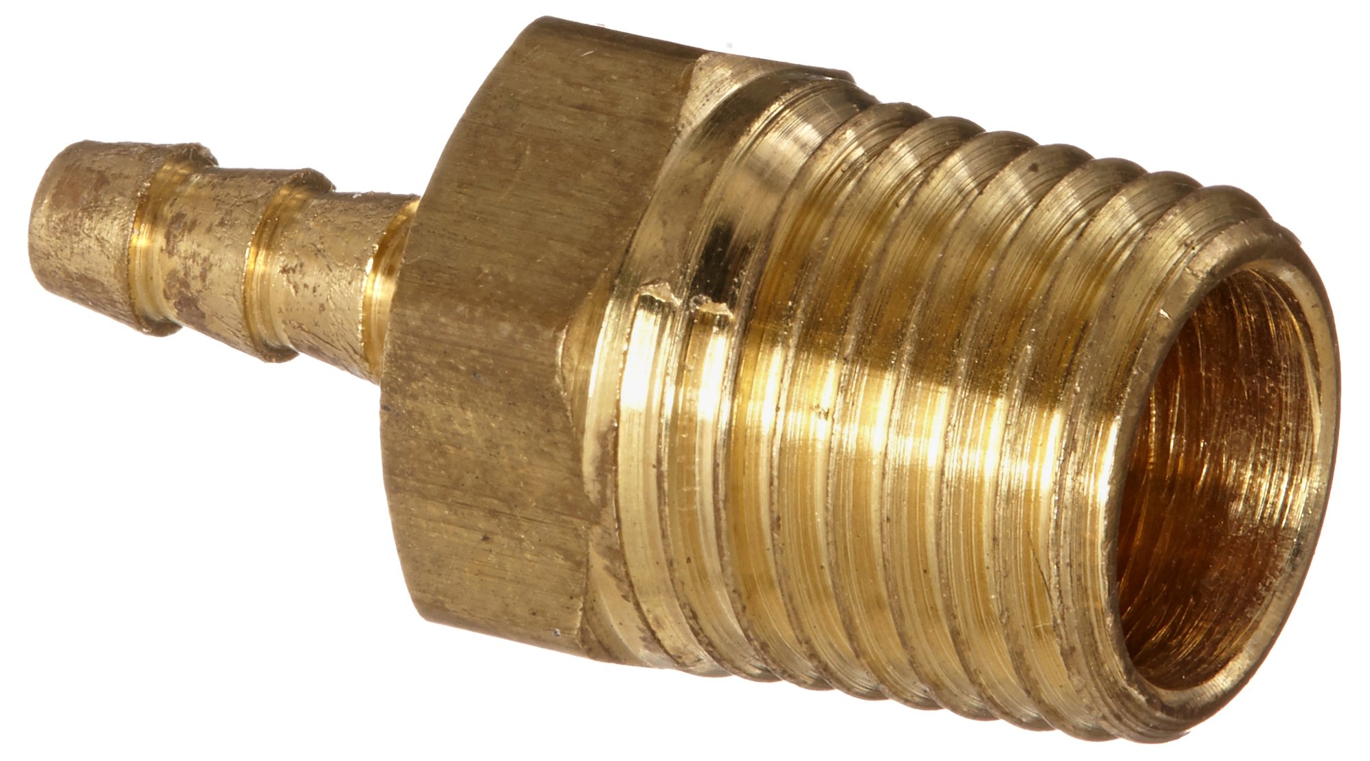 Anderson Metals - 57001-0204 57001 Brass Hose Fitting, Adapter, 1/8" Barb x 1/4" NPT Male Pipe