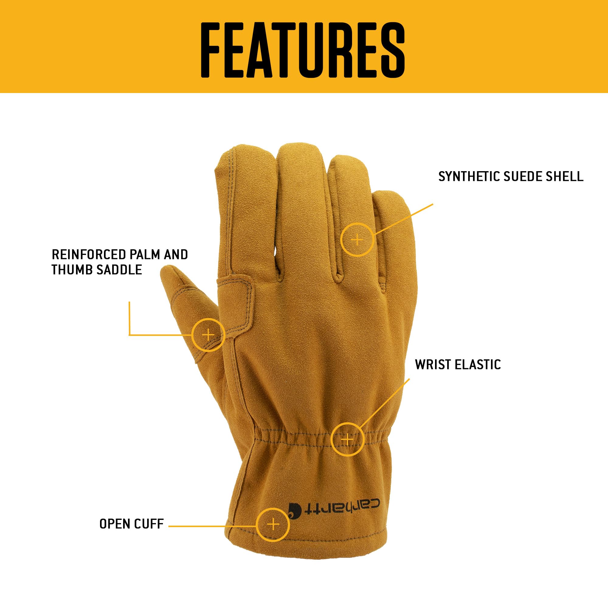 Carhartt Men's Leather Fencer Work Glove, Brown, XX-Large