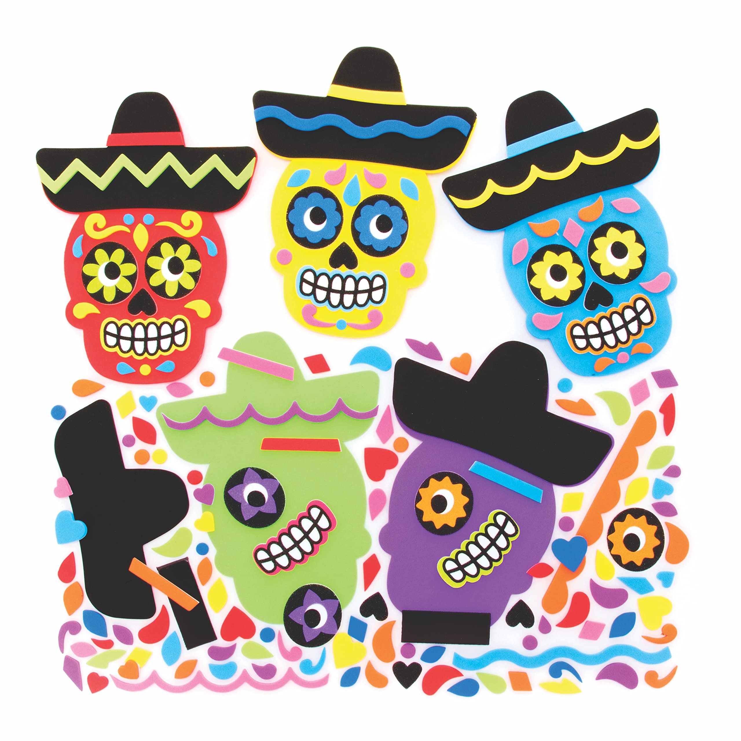 Baker Ross FE748 Day of the Dead Mix & Match Magnet Kits - Pack of 8, Halloween Magnets for Kids, Fridge Magnet for Children, Make Your Own Magnets Craft Kit