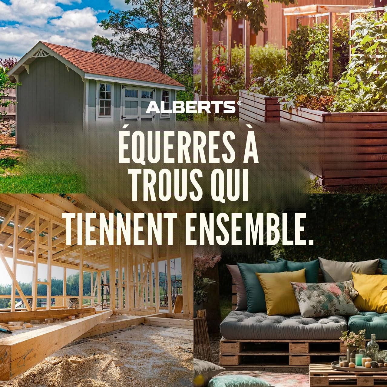 Alberts 846725 Équerre multi-trous | galvanisée Sendzimir | 60 x 60 x 40 mm | kit de 50