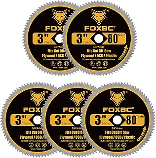 FOXBC 3 Inch 80T Circular Saw Blade Cutting for Plywood, OSB, Veneer, Plastic with 3/8
