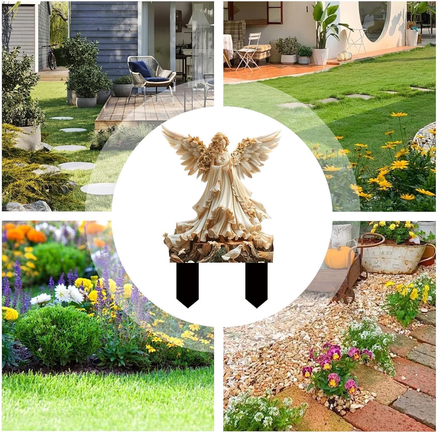 Amazon.co.jp: Brfveob エンジェルガーデン像,天使の像 | 天使の像鳩に