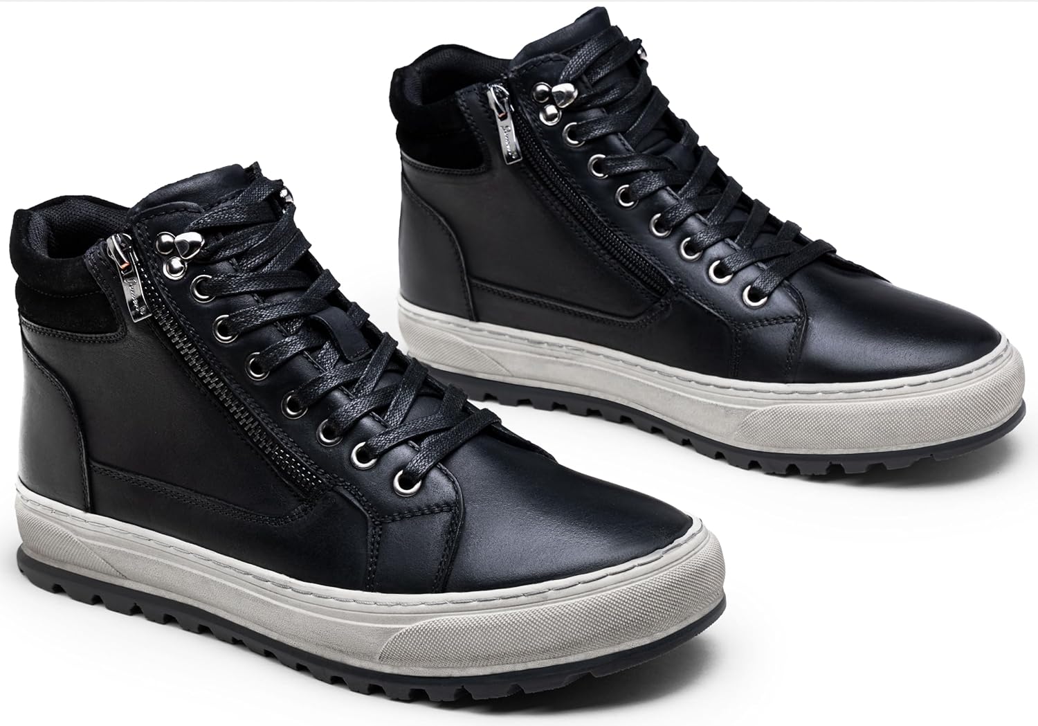 Jousen Mens Casual Shoes Premium Leather Side Zipper High Top Boots Fashion Sneakers for Men - Image 8