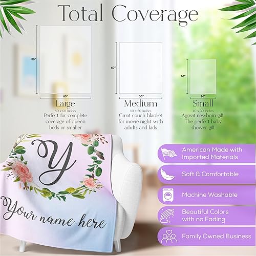 Miniatura 5 de Manta personalizada para niñas con nombre personalizado, forro polar cálido de felpa para ropa de cama o decoración decorativa de habitación, lindas