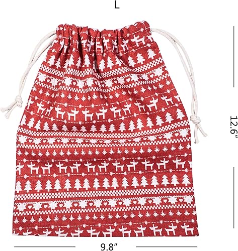 Miniatura 4 de Bolsas de regalo de lino de Navidad, bolsa de arpillera con cordón de Navidad, 3 unidades, bolsas de regalo de cáñamo de algodón para recuerdos de